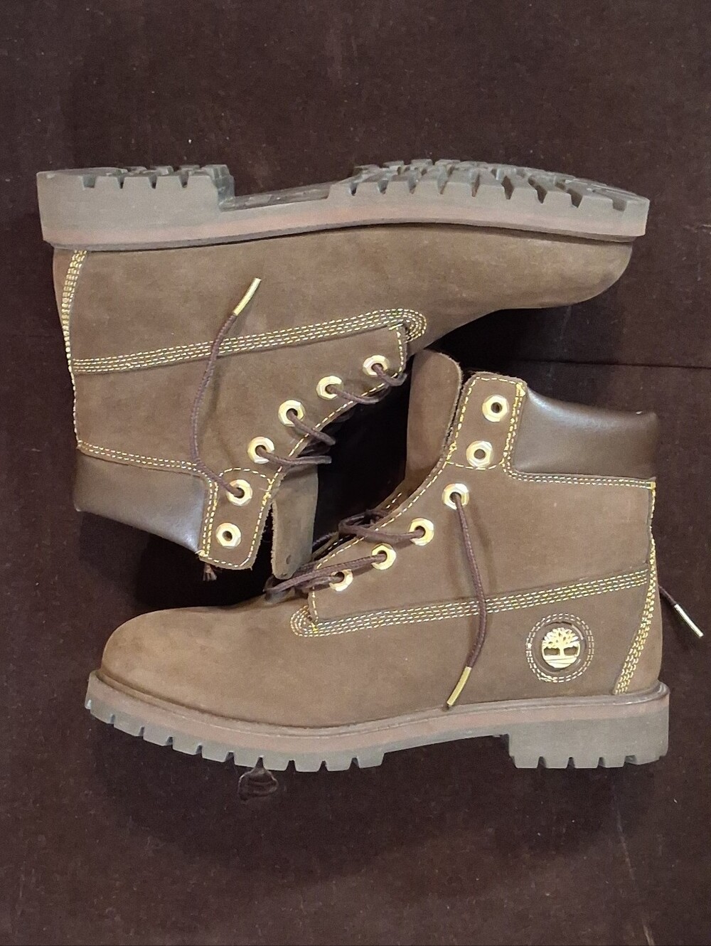 Timberland Brown Lace-Up Nubuck Work Boots Size 6 Mens
